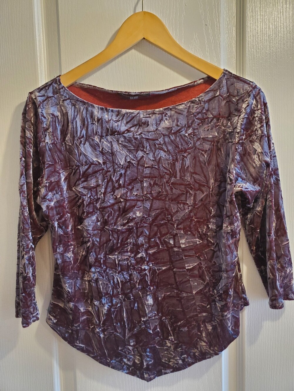 Bedo Velvet Boatneck 3/4 Sleeve Top